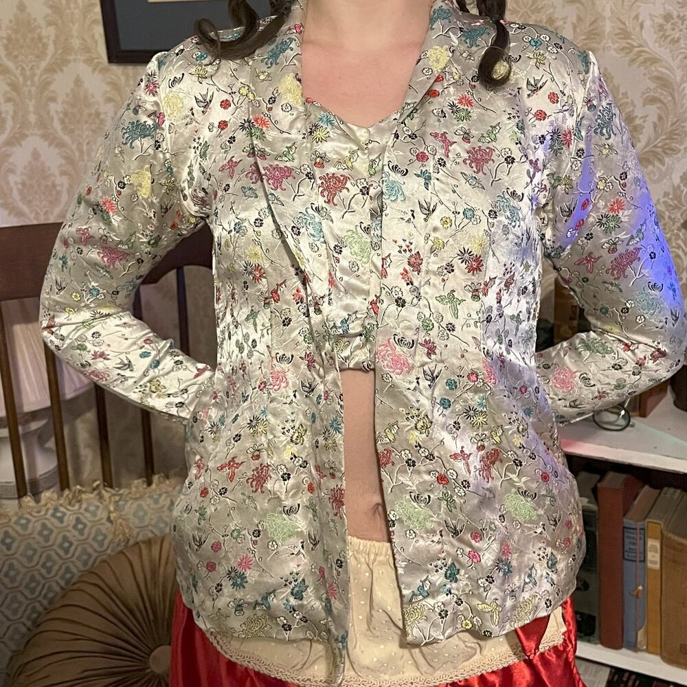 Brocade 100% silk jacket vintage X-Small